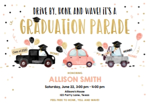 Graduation Invitation Drive By Coral Balloons Horizontal design preview