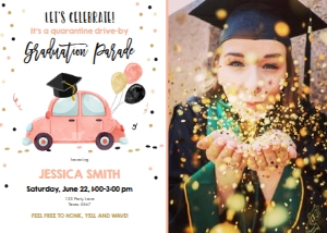 Graduation Invitation Drive By Coral Balloons - With Photo design preview