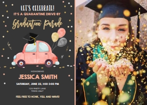 Graduation Invitation Drive By Coral Chalk Balloons Photo design preview