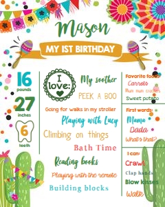 Birthday Milestone Poster Fiesta White design preview