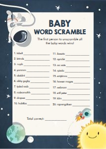 Baby Shower Game Word Scramble Space design preview