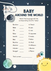Baby Shower Game Around the World Space design preview