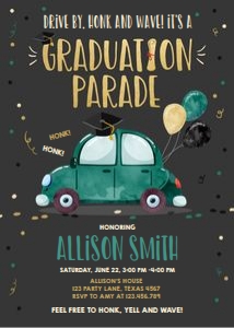 Graduation Invitation Drive By Vertical Green Chalk design preview