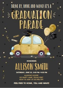 Graduation Invitation Drive By Vertical Gold Chalk design preview