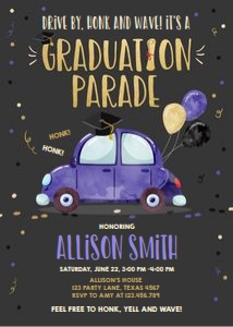 Graduation Invitation Drive By Vertical Navy Blue Chalk design preview