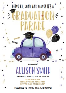 Graduation Invitation Drive By Vertical Navy Blue design preview