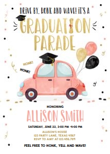 Graduation Invitation Drive By Vertical Coral design preview