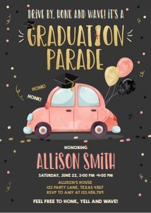 Graduation Invitation Drive By Vertical Coral Chalk design preview