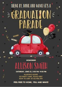 Graduation Invitation Drive By Vertical Red Chalk design preview