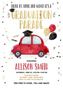 Graduation Invitation Drive By Vertical Red design preview