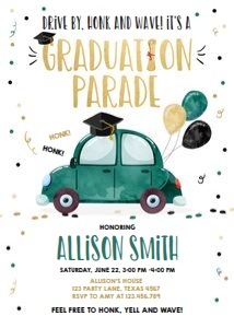 Graduation Invitation Drive By Vertical Green design preview