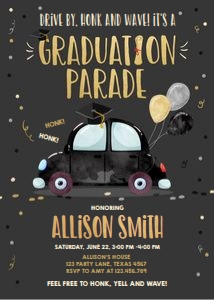 Graduation Invitation Drive By Vertical Black Chalk design preview