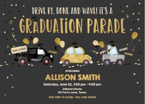 Graduation Invitation Drive By Gold Balloons Horizontal Chalk design preview