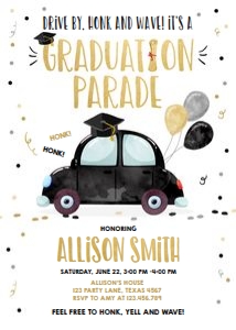 Graduation Invitation Drive By Vertical Black design preview