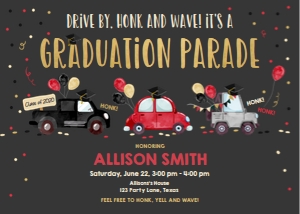 Graduation Invitation Drive By Red Balloons Horizontal Chalk design preview