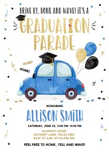 Graduation Invitation Drive By Vertical Blue design preview