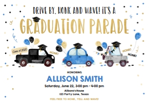 Graduation Invitation Drive By Blue Balloons Horizontal design preview