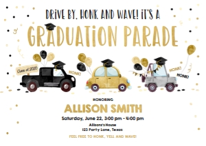 Graduation Invitation Drive By Gold Balloons Horizontal design preview