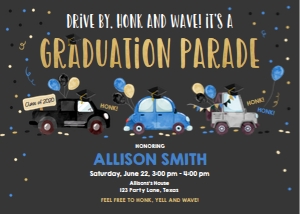 Graduation Invitation Drive By Blue Chalk Balloons Horizontal design preview