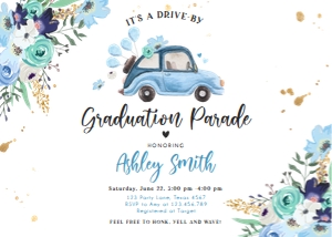 Graduation Invitation Drive By Car Blue Horizontal design preview