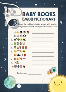 Baby Shower Game Emoji Pictionary Space design preview