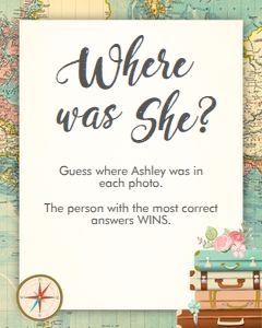 Bridal Shower Game Where was She World Map design preview