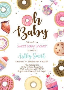 Baby Shower Invitation Sweets Pink: Baby Shower Invitation Sweets Pink
