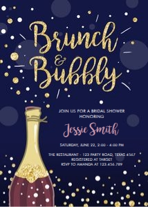 Bridal Shower Invitation Brunch and Bubbly Stripes Navy Blue Burgundy: Bridal Shower Invitation Brunch and Bubbly Stripes Navy Blue Burgundy