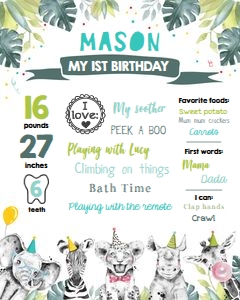 Milestones Poster Party Animals Boy design preview