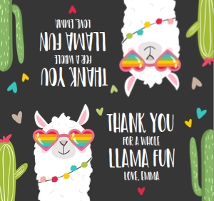 Treat Bag Topper Llama Sunglasses Hearts Chalk design preview