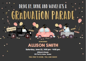 Graduation Invitation Drive By Coral Balloons Chalk Horizontal design preview