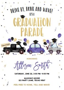 Graduation Invitation Drive By Navy Blue Balloons Vertical design preview