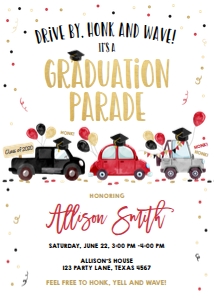 Graduation Invitation Drive By Red Balloons Vertical design preview
