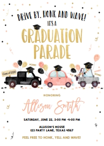 Graduation Invitation Drive By Coral Balloons Vertical design preview