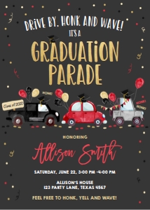 Graduation Invitation Drive By Red Balloons Vertical Chalk design preview