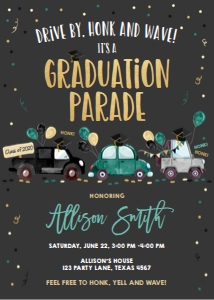 Graduation Invitation Drive By Green Balloons Vertical Chalk design preview