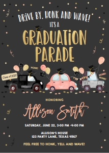 Graduation Invitation Drive By Coral Balloons Vertical Chalk design preview