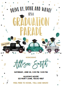 Graduation Invitation Drive By Green Balloons Vertical design preview