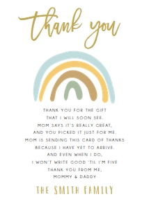 Thank You Card Baby Shower Rainbow Pastel Boy design preview