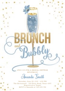 Bridal Shower Invitation Brunch and Bubbly Blue White design preview