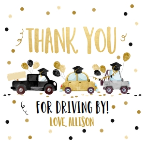 Favor Tag Drive By Graduation Gold design preview
