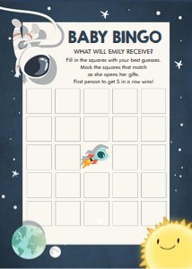 Baby Shower Game Baby Bingo Space design preview