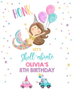 Birthday Sign Drive By Mermaid Brown design preview