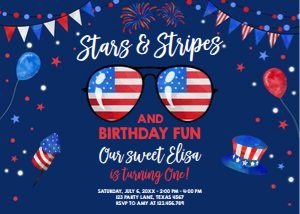Birthday Invitation 4th of July Horizontal Dark design preview