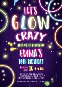 Birthday Invitation Let's Glow Crazy design preview