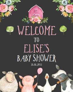 Welcome Sign Farm Animals Girl 2 Black design preview