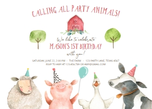 Birthday Invitation Farm Animals Boy 2 design preview