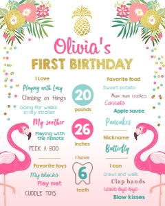 Birthday Milestone Poster Flamingo design preview