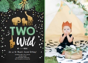Birthday Invitation Two Wild Boy Chalk Photo design preview