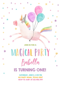 Birthday Invitation Unicorn Vertical design preview